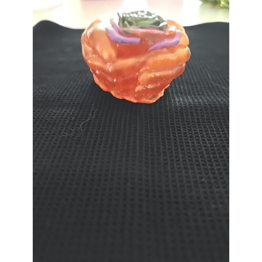 Tan Resin Hands Holding A Green Pink Purple Flower‎ Decoration.  563